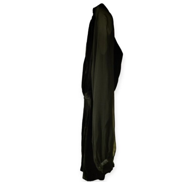 Revolve INTERMIX black velvet blouson sleeve romper by size 0 NWT black tie - Picture 6 of 14